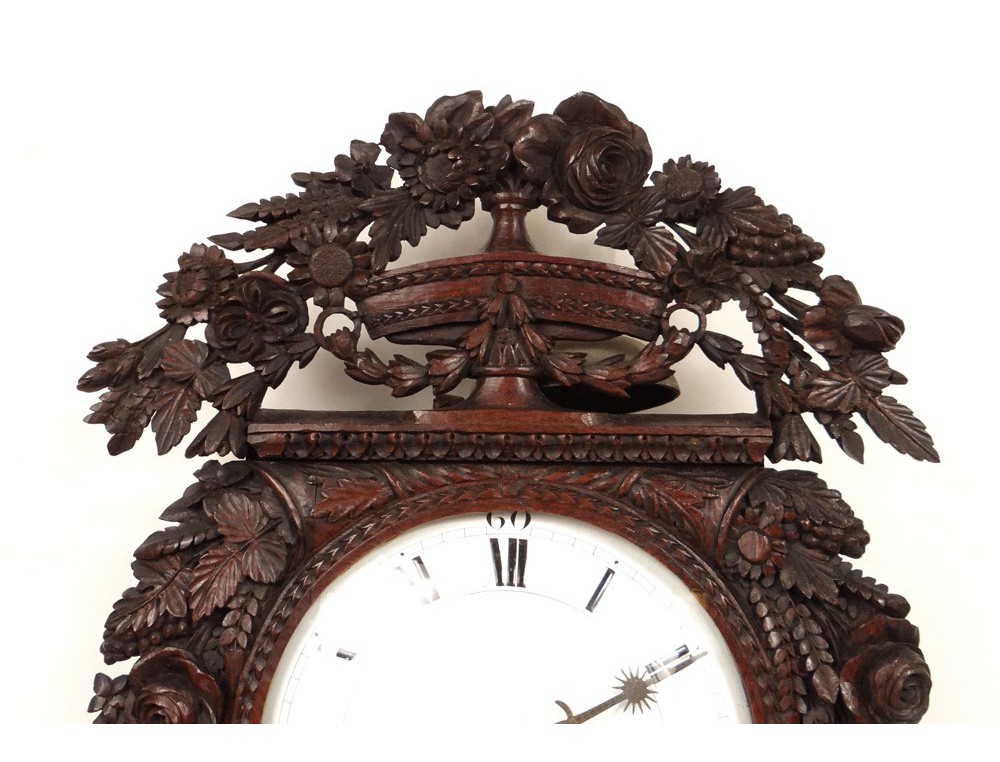 Grandfather Clock Norman SaintNicolas carved oak flowers birds