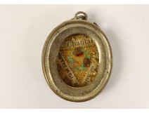 Reliquary pendant oval silver Chantal St. Francis de Sales nineteenth