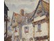 Watercolor flowers houses St. Goustan Auray Morbihan A.Cado twentieth