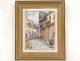 Watercolor alley timbered houses Saint-Cado twentieth Goustan Morbihan
