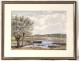 Watercolor landscape marine boats Wed marsh landscape twentieth Britain Boisecq