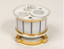 Paris porcelain inkwell gilt lion paws First Empire inkwell nineteenth