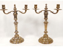 Pair candelabra candle candles Regency Louis XV bronze silver eighteenth