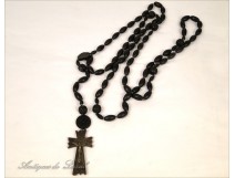 Large rosary rosary crucifix cross corozo Remember Lourdes nineteenth century