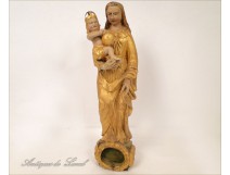 Madonna and Child sculpture in gilded wood, seventeenth