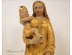 Madonna and Child sculpture in gilded wood, seventeenth