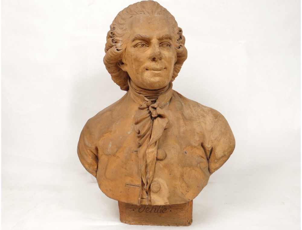 Bust sculpture terracotta poet Jacques Delille poetry book XVIII