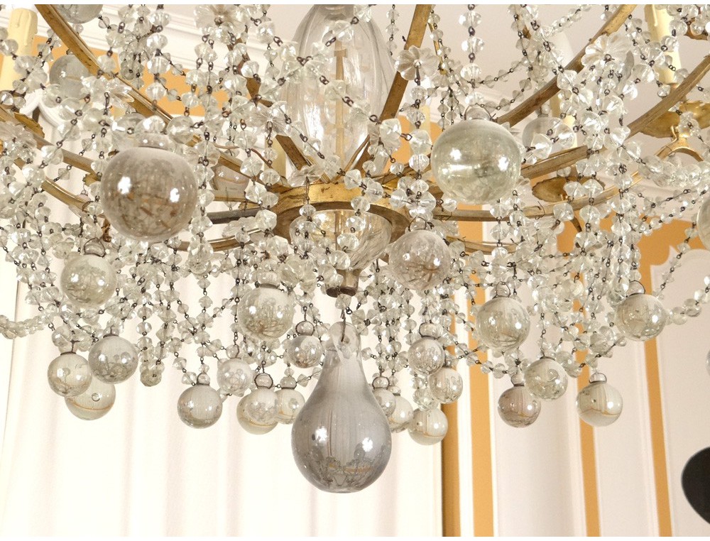 Trash X lights chandelier crystal glass balls golden bronze seventeenth