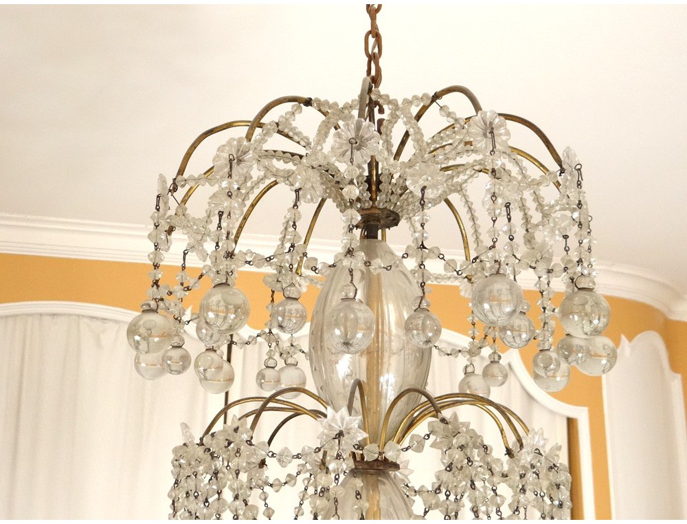 Trash X lights chandelier crystal glass balls golden bronze seventeenth