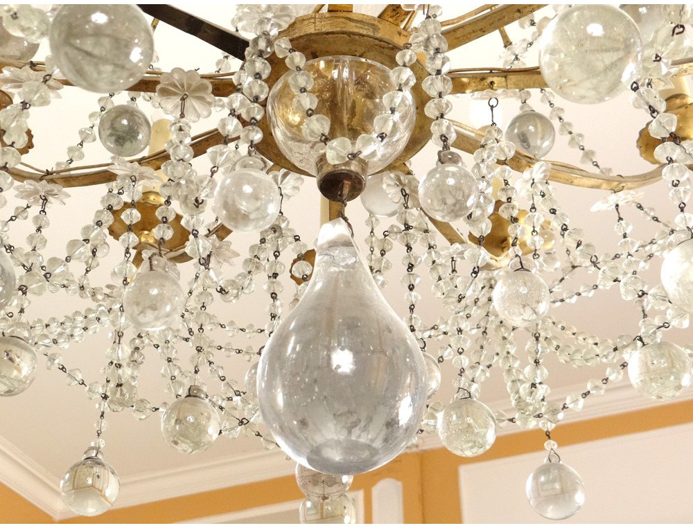 Trash X lights chandelier crystal glass balls golden bronze seventeenth