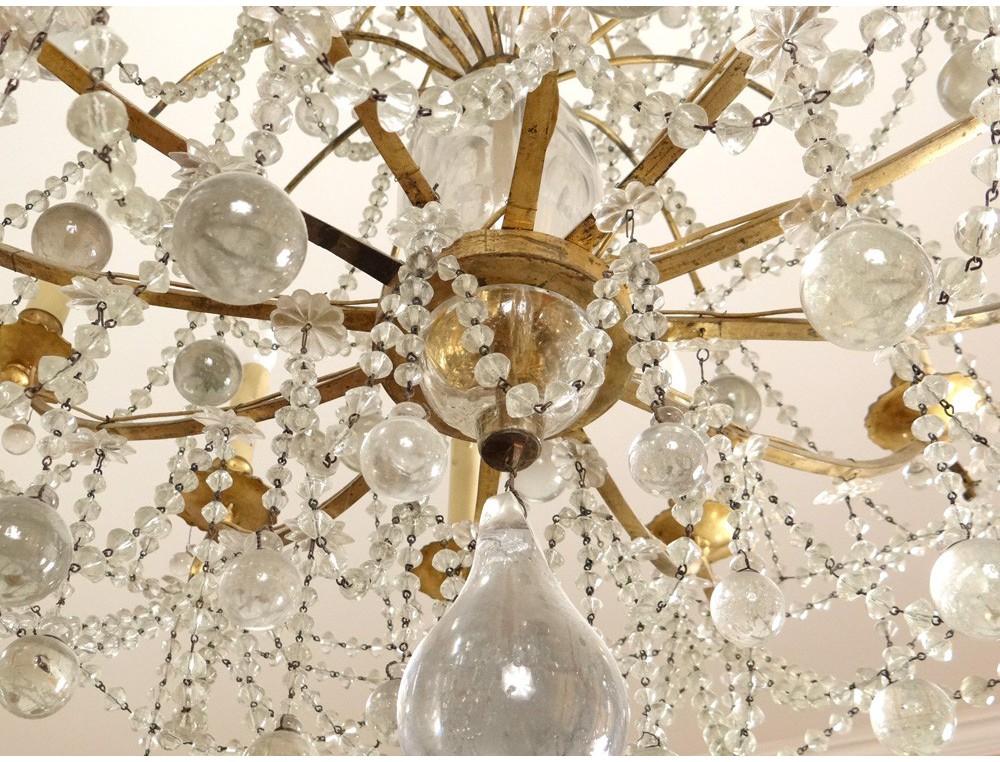 Trash X lights chandelier crystal glass balls golden bronze seventeenth