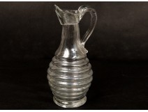 Former oil pitcher blown glass ribbed glass pitcher eighteenth century