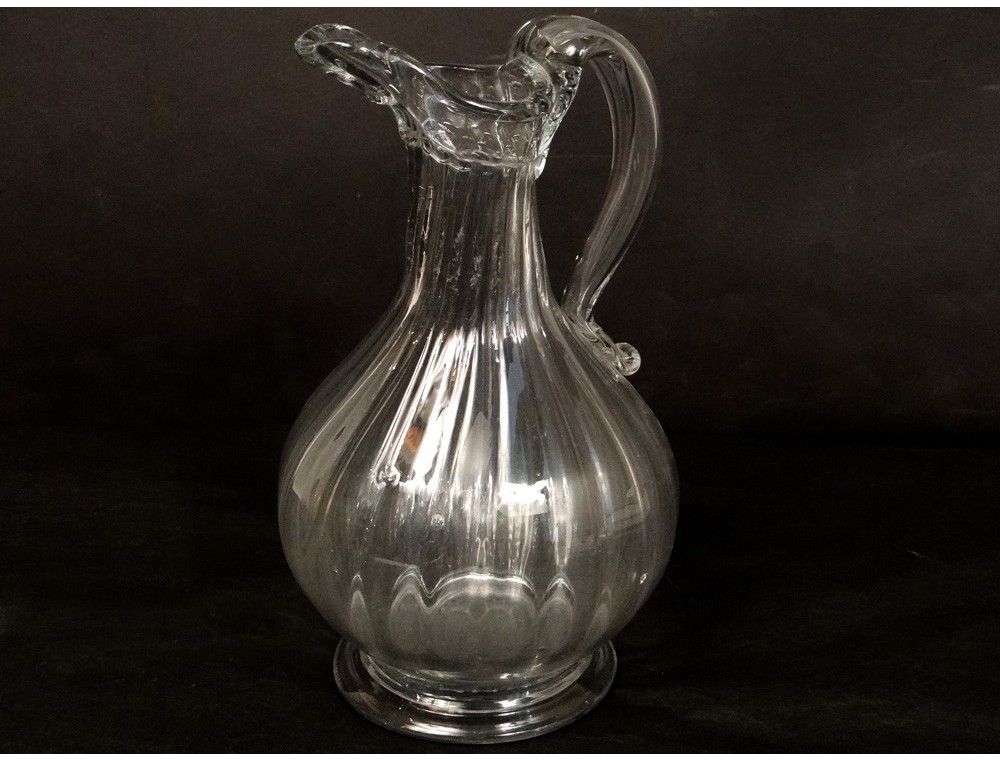 Former pitcher jug ??blown glass pedestal ribbed glass pitcher eighteenth