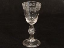 Goblet-leg blown glass flowers foliage engraved glass eighteenth