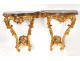 Pair consoles carved gilt Louis XV rococo marble shells eighteenth