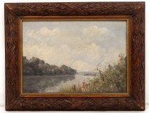 HST Impressionist landscape painting along the Seine Villennes E.Bono nineteenth