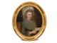 Rare oval table HST portrait woman aristocrat log Paris XVIII