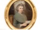 Rare oval table HST portrait woman aristocrat log Paris XVIII