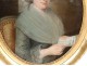 Rare oval table HST portrait woman aristocrat log Paris XVIII