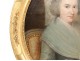 Rare oval table HST portrait woman aristocrat log Paris XVIII