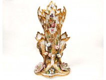 Paris porcelain vase large flowers gilt Louis Philippe nineteenth century