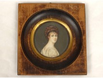 Peite miniature portrait of Juliette Recamier AD. David XIX Management