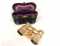 Theater binoculars brass gold pearl optician Coblance Paris Napoleon III 19th