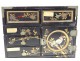 Chinese cabinet lacquered brass pearl flowers cock birds Napoleon III 19th