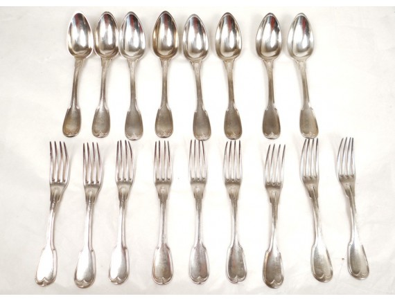 3 Couverts Anciens En Argent Massif – J.B. Landry (1826-1856) – 1 Fourchette & 2 Cuillères