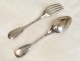 Covered spoon fork sterling silver monogram 159gr Rooster Paris XIX