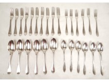 Lot covered sterling silver dessert spoons fork Rooster 1212gr eighteenth