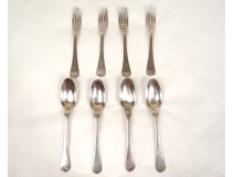 Lot 4 solid silver cutlery foreign arms crest crown 688gr 18th