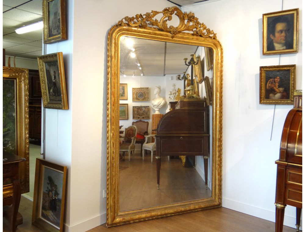 large mirror glass wood stucco golden flowers foliage large mirror glass wood stucco golden flowers foliage