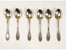 6 small teaspoons sterling silver Minerva node Napoleon III nineteenth