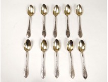 10 teaspoons sterling silver foliage Minerva silver Napoleon III nineteenth