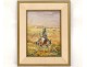 Orientalist watercolor character man donkey mule Pakistan Brisgand twentieth