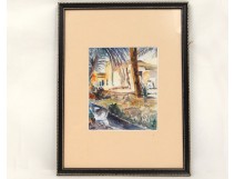 Orientalist watercolor desert oasis town town Brisgand twentieth Afghanistan