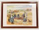 Orientalist watercolor camel caravan desert Afghanistan Brisgand twentieth