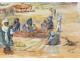 Orientalist watercolor camel caravan desert Afghanistan Brisgand twentieth