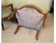 Rare pair walnut armchairs Breton characters shield valves tapestry 19th