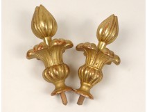 Pair elements decoration wood bead curtain tiebacks golden tulip flower nineteenth