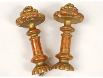 Pair elements decoration gilded wood bead curtain tiebacks nineteenth century