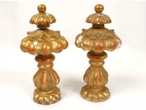 Pair elements decoration gilded wood bead curtain tiebacks nineteenth century