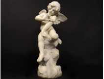 Beautiful alabaster sculpture angel butterfly putti G.Gambogi Art Nouveau nineteenth