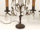 Pair cut crystal pendants candelabras gilded bronze lyre nineteenth century