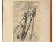 Charcoal drawing marine boat sailboat mast mature sailor René Pinard 1918 Twentieth