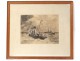 Drawing charcoal steamboat sailing navy marine painter René Pinard twentieth