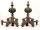 Pair of andirons Louis XIV gilt bronze andirons dolphin fish nineteenth