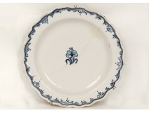 Round earthenware dish South France flower foliage eighteenth century