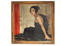 HST table portrait woman dancer Bolshoi Moscow Russian School painting 19th